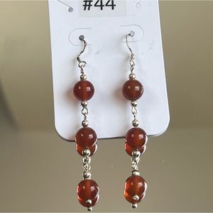 🌟 Long Red-Brown Beaded Dangle Earrings ❤️🤎